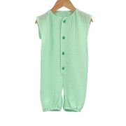 Salopeta scurta de vara pentru copii, din muselina, Minty, 12-24 luni KDESVM1224MINT
