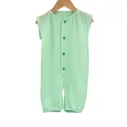 Salopeta scurta de vara pentru copii, din muselina, Minty, 3-6 luni KDESVM36MINT