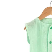 Salopeta scurta de vara pentru copii, din muselina, Minty, 3-6 luni KDESVM36MINT