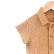 Camasa cu nasturi de vara pentru copii, din muselina, Biscuit, 116-122 cm (6-7 ani) KDECNVCM67BISCUIT