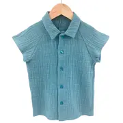 Camasa cu nasturi de vara pentru copii, din muselina, Cold Ice, 116-122 cm (6-7 ani) KDECNVCM67COLDICE