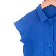 Camasa cu nasturi de vara pentru copii, din muselina, Deep Blue, 110-116 cm (5-6 ani) KDECNVCM56DBLUE