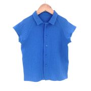 Camasa cu nasturi de vara pentru copii, din muselina, Deep Blue, 116-122 cm (6-7 ani) KDECNVCM67DBLUE