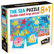 Headu - 8+1 Puzzle Animale Marine cu piese mari imprimate pe ambele fete ARTHE59759