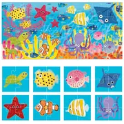Headu - 8+1 Puzzle Animale Marine cu piese mari imprimate pe ambele fete ARTHE59759