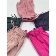 Pantaloni bufanti de vara pentru copii, din muselina,  Blushing Pink, 3-6 luni KDEPBM36BP