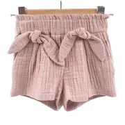 Pantaloni scurti pentru copii, din muselina, cu talie lata, Candy Pink, 5-6 ani KDEPSVMTL56CP
