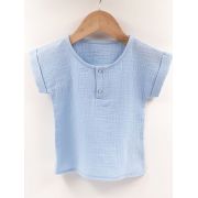 Tricou cu capse de vara pentru copii, din muselina, Bluebird, 3-4 ani KDETCM34BLUEB