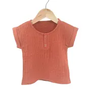 Tricou cu capse de vara pentru copii, din muselina, Summer Toffee, 2 -3 ani KDETCM23SUMTOF