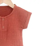 Tricou cu capse de vara pentru copii, din muselina, Summer Toffee, 3-4 ani KDETCM34SUMTOF