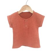Tricou cu capse de vara pentru copii, din muselina, Summer Toffee, 4-5 ani KDETCM45SUMTOF