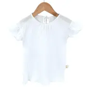 Tricou cu volanase la maneci pentru copii, din muselina, Pearl, 18-24 luni KDETMV1824PEARL