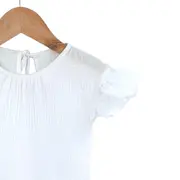 Tricou cu volanase la maneci pentru copii, din muselina, Pearl, 18-24 luni KDETMV1824PEARL