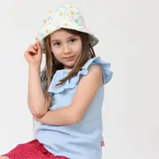 Tricou cu volanase pentru copii, din muselina, Bluebird, 4-5 ani KDETVCM45BLUEBIRD