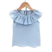 Tricou cu volanase pentru copii, din muselina, Bluebird, 5-6 ani KDETVCM56BLUEBIRD
