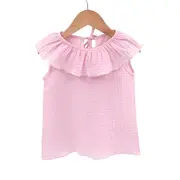 Tricou cu volanase pentru copii, din muselina, Magic Pink, 5-6 ani KDETVCM56MPINK
