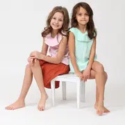 Tricou cu volanase pentru copii, din muselina, Magic Pink, 5-6 ani KDETVCM56MPINK