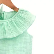 Tricou cu volanase pentru copii, din muselina, Minty, 6-7 ani KDETVCM67MINT