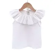 Tricou cu volanase pentru copii, din muselina, Pearl, 3-4 ani KDETVCM34PEARL