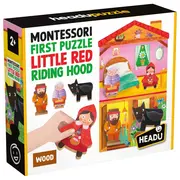 Headu - Montessori primul meu puzzle Scufita Rosie ce include 4 forme din lemn ARTHE59094