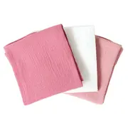 Set 3 scutece de muselina "Pinky White", 75x75 cm KDES3SMPINKYPRL