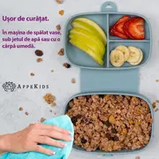 Caserola compartimentata din silicon cu ventuza, AppeKids Magic Box - Aqua Blue KRTAK276005