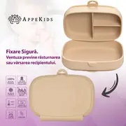 Caserola compartimentata din silicon cu ventuza, AppeKids Magic Box - Bubble Beige KRTAK275992