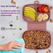 Caserola compartimentata din silicon cu ventuza, AppeKids Magic Box - Old Rose KRTAK275985