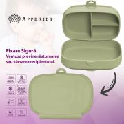 Caserola compartimentata din silicon cu ventuza, AppeKids Magic Box - Raw Green KRTAK276012