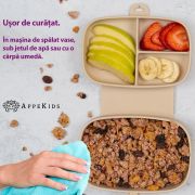 Caserola compartimentata din silicon cu ventuza, AppeKids Magic Box - Raw Green KRTAK276012