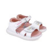 Sandale din piele pentru copii Floricele, Biomecanics, 252233, alb (Marime: 28(17,5-18,1 cm)) JEM252233-B-28