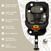 Scaun auto Appekids, I-SIZE, 40-150 cm, Rear Facing 360°, Pro Confort - Green KRTAK275954