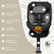 Scaun auto Appekids, I-SIZE, 40-150 cm, Rear Facing 360°, Pro Confort - Grey KRTAK275947