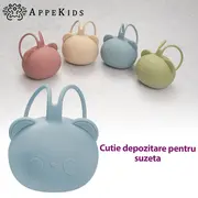 Suport pentru suzeta din silicon, AppeKids, The Little Bear - Aqua Blue KRTAK276081