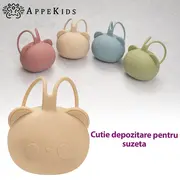 Suport pentru suzeta din silicon, AppeKids, The Little Bear - Bubble Beige KRTAK276074