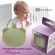Suport pentru suzeta din silicon, AppeKids, The Little Bear - Raw Green KRTAK276098