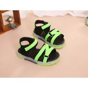 Sandale negre cu insertii verde neon li938-2-fl