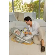 Balansoar, Jane, Kalm, Pliabil, Cu bara de jucarii si spatar reglabil, Cu baza din lemn, Conform cu standardul european de siguranta EN 12790:2023, Botanic BYN8420421090909