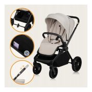 Carucior 2 in 1, Lionelo, Mika Plus, Cadru din aluminiu, Cu landou intarit si salteluta moale, Reversibil, Cu sistem de ventilatie 3D, Cu accesorii, Pana la 22 kg, Conform cu EN1888-1 EN1888-2, EN1466, Bej BYNLO-MIKA_PLUS_2IN1_BEIGE_SAND