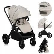 Carucior 2 in 1, Lionelo, Mika Plus, Cadru din aluminiu, Cu landou intarit si salteluta moale, Reversibil, Cu sistem de ventilatie 3D, Cu accesorii, Pana la 22 kg, Conform cu EN1888-1 EN1888-2, EN1466, Bej BYNLO-MIKA_PLUS_2IN1_BEIGE_SAND