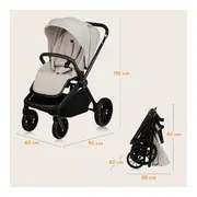 Carucior 2 in 1, Lionelo, Mika Plus, Cadru din aluminiu, Cu landou intarit si salteluta moale, Reversibil, Cu sistem de ventilatie 3D, Cu accesorii, Pana la 22 kg, Conform cu EN1888-1 EN1888-2, EN1466, Bej BYNLO-MIKA_PLUS_2IN1_BEIGE_SAND