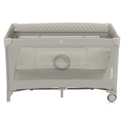 Patut pliant, Lionelo, Flower, Cu doua nivele, Cu arcada, Geanta transport, Masuta de infasat, Bara cu jucarii, Fereastra laterala, 120x60 cm, Conform cu standardele europeane de securitate EN 716 si EN12221, Cappuccino BYNLO-FLOWER_CAPPUCCINO