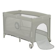 Patut pliant, Lionelo, Flower, Cu doua nivele, Cu arcada, Geanta transport, Masuta de infasat, Bara cu jucarii, Fereastra laterala, 120x60 cm, Conform cu standardele europeane de securitate EN 716 si EN12221, Cappuccino BYNLO-FLOWER_CAPPUCCINO