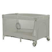 Patut pliant, Lionelo, Flower, Cu doua nivele, Cu arcada, Geanta transport, Masuta de infasat, Bara cu jucarii, Fereastra laterala, 120x60 cm, Conform cu standardele europeane de securitate EN 716 si EN12221, Cappuccino BYNLO-FLOWER_CAPPUCCINO