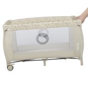 Patut pliant, Lionelo, Sven Plus, 120x60 cm, Cu doua nivele, Cu arcada jucarii, masuta de infasat, vibratii, melodii, conform cu standardele europeane de securitate EN716 si EN12221, Bej Latte BYNLO-SVEN_PLUS_BEIGE_LATTE