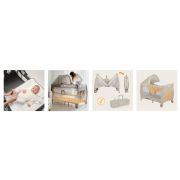 Patut pliant, Lionelo, Sven Plus, 120x60 cm, Cu doua nivele, Cu arcada jucarii, masuta de infasat, vibratii, melodii, conform cu standardele europeane de securitate EN716 si EN12221, Bej Latte BYNLO-SVEN_PLUS_BEIGE_LATTE