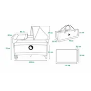 Patut pliant, Lionelo, Sven Plus, 120x60 cm, Cu doua nivele, Cu arcada jucarii, masuta de infasat, vibratii, melodii, conform cu standardele europeane de securitate EN716 si EN12221, Bej Latte BYNLO-SVEN_PLUS_BEIGE_LATTE