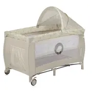 Patut pliant, Lionelo, Sven Plus, 120x60 cm, Cu doua nivele, Cu arcada jucarii, masuta de infasat, vibratii, melodii, conform cu standardele europeane de securitate EN716 si EN12221, Bej Latte BYNLO-SVEN_PLUS_BEIGE_LATTE