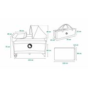 Patut pliant, Lionelo, Sven Plus, 120x60 cm, Cu doua nivele, Cu arcada jucarii, masuta de infasat, vibratii, melodii, conform cu standardele europeane de securitate EN716 si EN12221, Bej Olive BYNLO-SVEN_PLUS_BEIGE_OLIVE