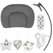Balansoar si sezlong, Lionelo, Blossom, 5 melodii, 5 moduri de balansare, Cu jucarii, Husa respirabila, 60% bambus, Cu telecomanda, Reglare pozitie scaun pentru somn, Pana la 9 kg, Gri BYNLO-BLOSSOM_GREY_CONCRETE